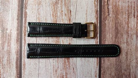 Black Full Grain Crocodile Leather Strap For Orient Bambino Rev 4 in g ...