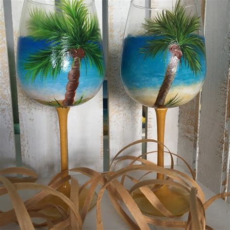 Beach Wine Glasses Etsy