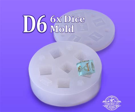 Silicone D6 Dice Mold Set Of 6 X D6 Dice Silicone Mold For Resin