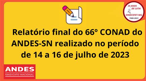 ANDES SN publica relatório final do 66º CONAD SINDCEFET MG