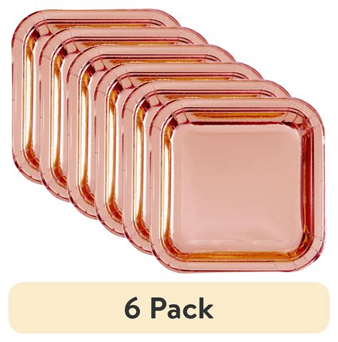 6 Pack Way To Celebrate Foil Rose Gold Paper Dinner Plates 9in 8ct