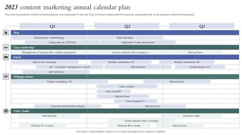 2023 Content Marketing Annual Calendar Plan Clipart PDF - PowerPoint Templates