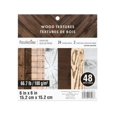 6" x 6" Wood Textures Paper Pad by Recollections™, 48 Sheets | Michaels