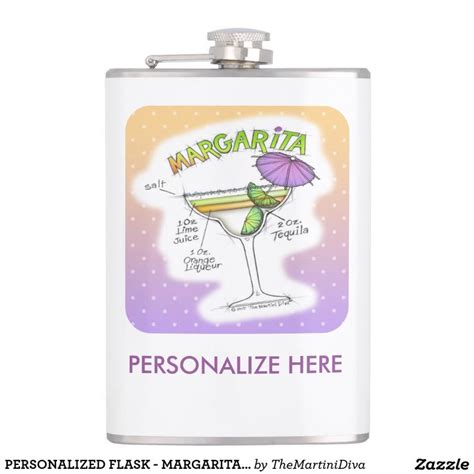 Personalized Flask Margarita Recipe Cocktail Art