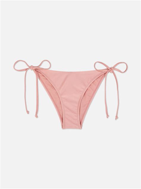 Womens Light Pink Side Tie Triangle Bikini Briefs Primark