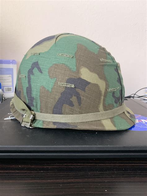 Original Vietnam Era M1 Helmet With 1969 Erdl Camoflauge Cover Helmet Manufactured By Motor