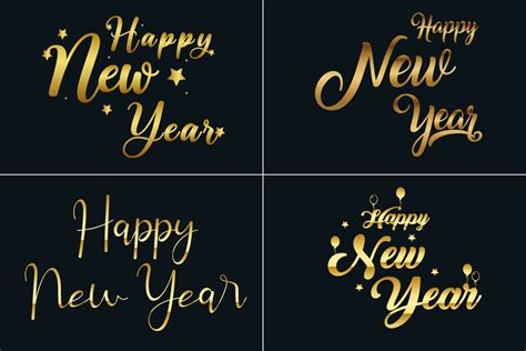 Golden Happy New Year Calligraphy Graphic by pixeness · Creative Fabrica