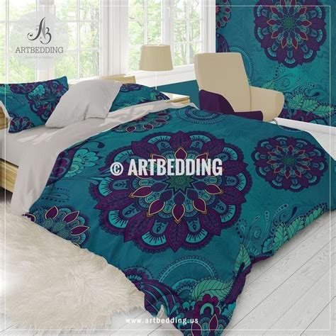 Peacock Mandala Bedding Teal Peacock Mandala Duvet Cover Set Peacock