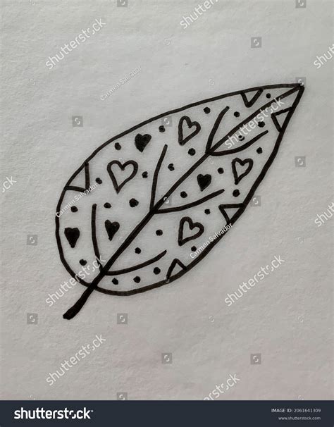 Drawing Leaf Plant Black Ink Abstract Stock Illustration 2061641309