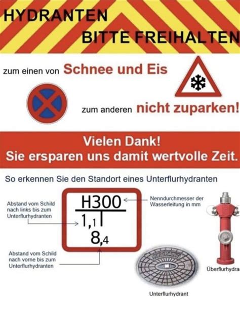 Hinweis Der Feuerwehr Hydranten Freihalten Freiwillige Feuerwehr