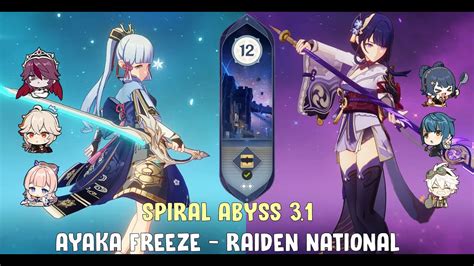 Ayaka Freeze And Raiden National Genshin Impact Spiral Abyss 3 1 Floor