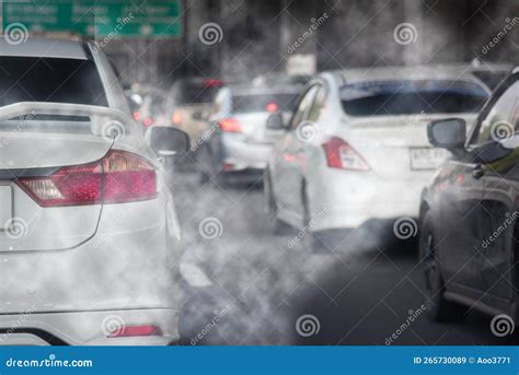 Smoke Pollution from Car Exhaust Pipes, Traffic Jams on the Roads at ...