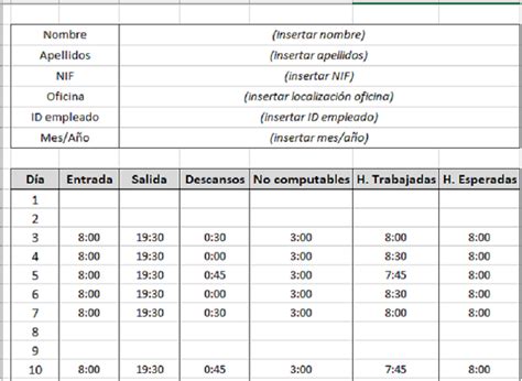 Plantilla Excel Para Control Horario De Trabajadores [gratis]