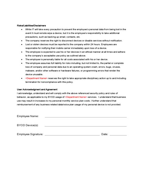 Sample Byod Policy Free Download