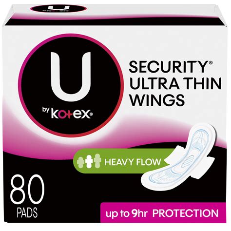 U By Kotex Security Ultra Thin Heavy Flow Pads With Wings Unscented