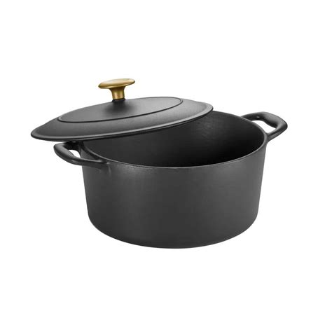 Tramontina Gourmet 5 5 Qt Round Enameled Cast Iron Dutch Oven In Matte Black With Lid 80131