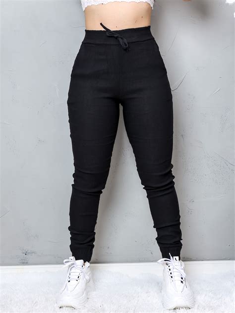 CONFECÇÃO FEMININA Calça Skinny Bengaline Jogger Feminina Cintura Alta