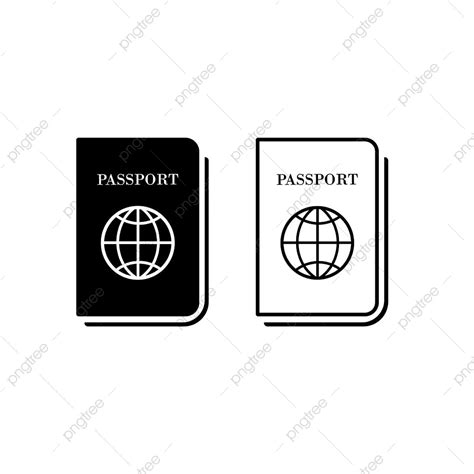 Passport Icon Set On Isolated White Background Global Passport Globe Png And Vector With