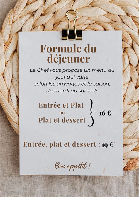 Menu Du Midi Le Bouche Oreille