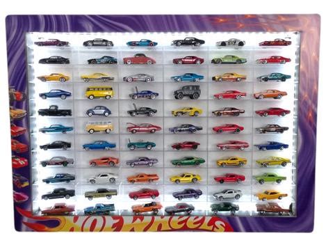 Porta Hot Wheels P Carrinhos Mdf Adesivado Estante Led Arte Madeira Hot Wheels