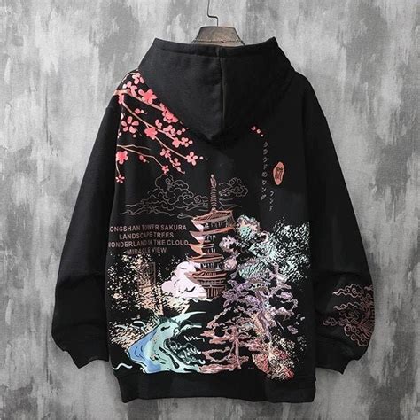 Unisex Japanese Art Style Hoodie Harajuku Streetwear Etsy