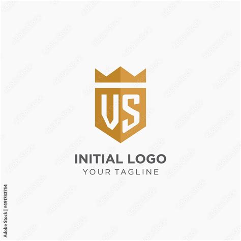 Monogram VS Logo With Geometric Shield And Crown Luxury Elegant