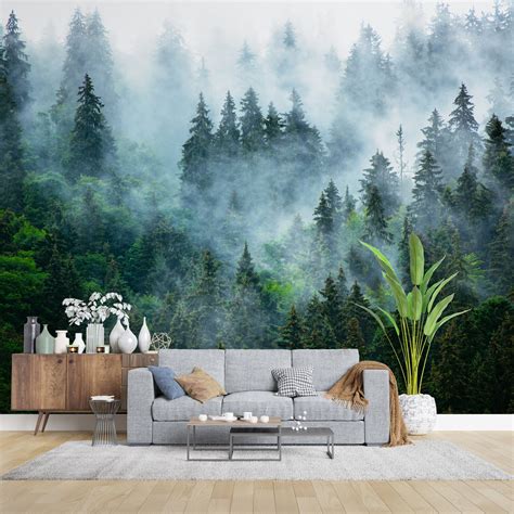 Forest Wallpaper Living Room Wall Mural Tropical Jungle Trees Nature ...