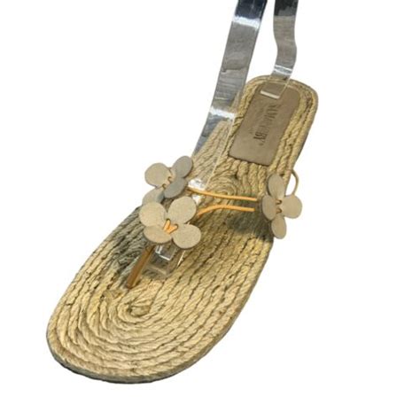 Sam And Libby Espadrille Flip Flop T Strap Leather Flowers Womens Shoe