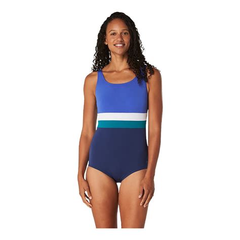 Speedo Womens New Banded Colorblock One Piece Swimsuit Sportchek