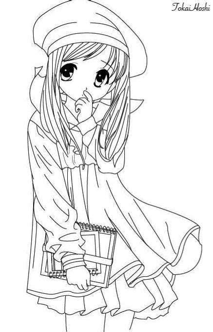 Cute Anime Girl Lineart By Tokaihoshi On Deviantart