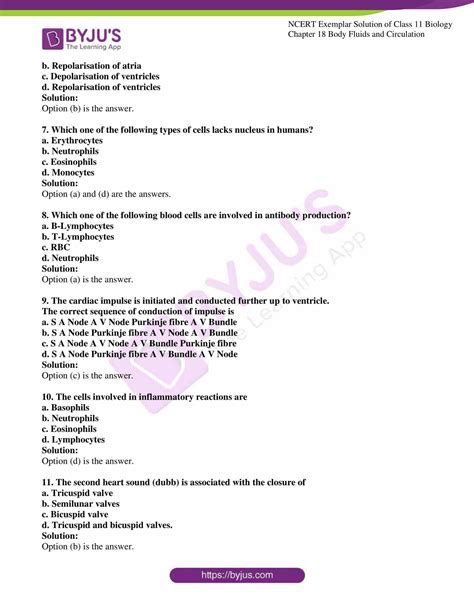 Ncert Exemplar Solution For Class 11 Biology Chapter 18 Download The