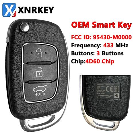 Xnrkey Original 3 Button Flip Remote Key 4d60 Chip 433mhz For Hyundai ...