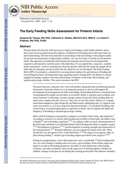 Paper Eng The Early Feeding Skills Assessment For Preterm Infants