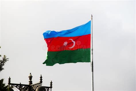 Bandeira Do Azerbaij O No Baku Azerbaij O Imagem De Stock Imagem De