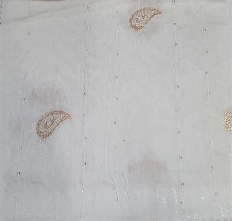 Chanderi Jacquard Dyble Fabric Plain Solids White At Rs Meter In Surat