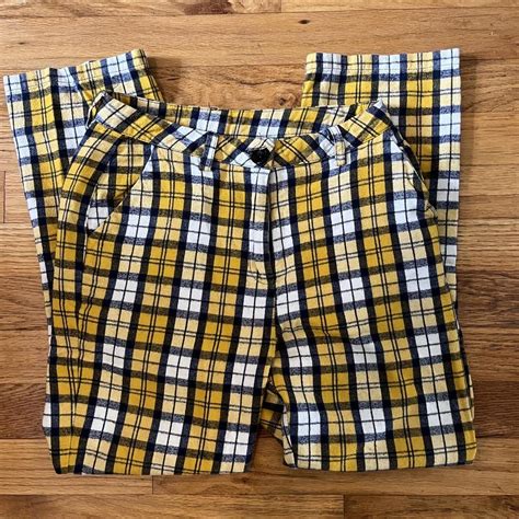 Unif Dawson Pants Yellow Plaid Pattern Supper Soft Depop