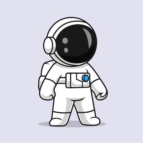 Lindo Astronauta De Pie Cartoon Vector Icono Ilustración Ciencia Tecnología Icono Concepto