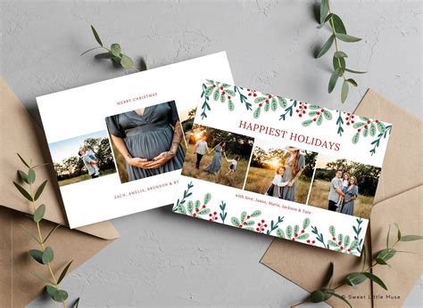 Customizable Christmas Card with Photos, Canva Christmas Card Template ...