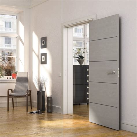 Deanta Internal Light Grey Ash Fully Finished Flush Door With Dark Grey