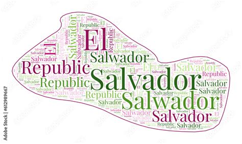 El Salvador Shape Filled With Country Name In Many Languages El