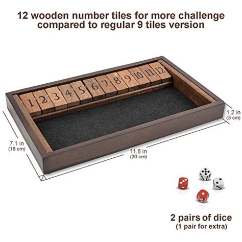 Globaldream Shut The Box Game Numbers Wooden Dice Game For The