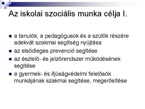 Az Iskolai Szocilis Munka Feladatai Helye Szerepe A