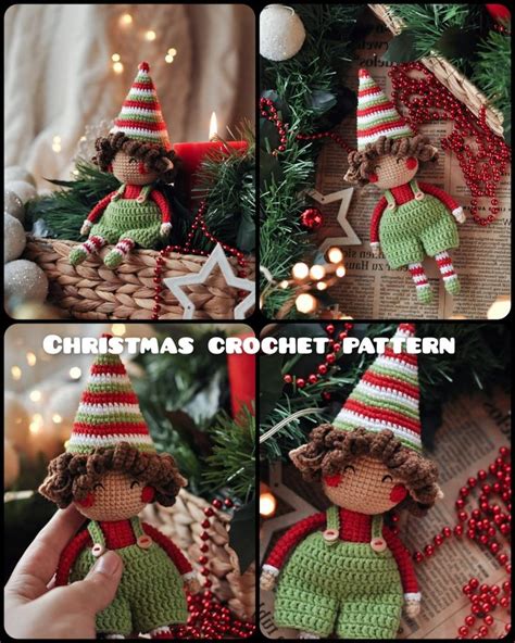 Christmas Crochet Pattern Christmas Elf Amigurumi Pattern Doll