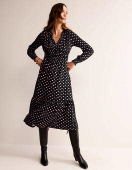 Rosanna Long Sleeve Tea Dress Black Spot Boden Uk