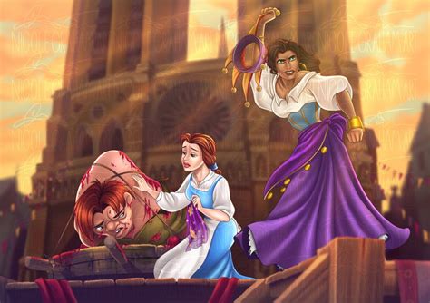 Belle Esmeralda And Quasimodo By Jostnic Disney Disney Princess Art