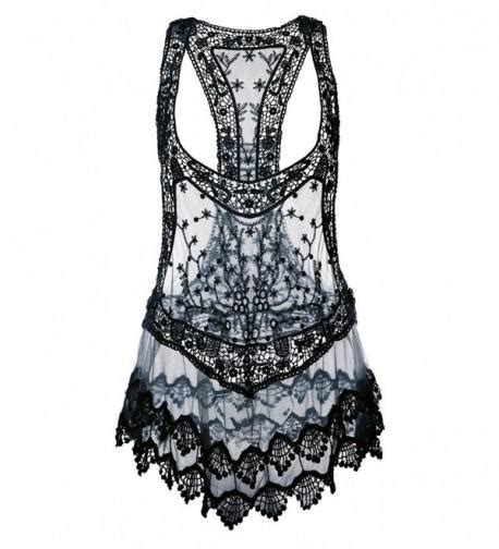 Women S Crochet Beachwear Lace Floral Sexy Bikini Cover Up Black C T Ahe