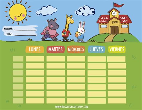 Calendarios Y Horarios De Clase Para Infantil Y Primaria