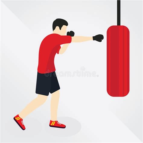 Man Hitting On Punching Bag Vector Illustration Decorative Design