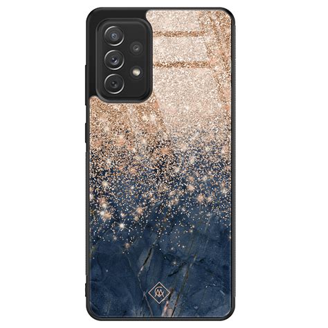 Samsung Galaxy A Glazen Hardcase Marmer Blauw Rosegoud Casimoda Nl