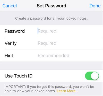 So Sperren Sie Notizen Mit Passwort Oder Touch Id Auf Dem Iphone Ipad